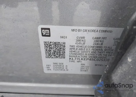 2025 Chevrolet Trax Fwd Activ z USA, uszkodzony, nr VIN KL77LKEP4SC025330